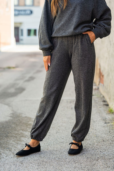 Cozy on the Go Charcoal Double Brushed Joggers