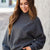 Cozy on the Go Charcoal Double Brushed Mock Neck Pullover