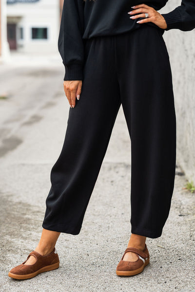 Made to Move Black Scuba Barrel Pants