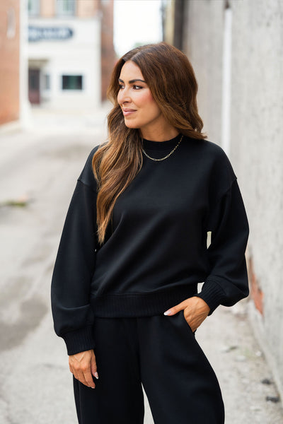 Easy on the Go Black Scuba Crewneck