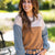 Made to Mix Cognac Colorblock Ribbed Top