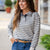 Striped Button Accented Knit Pullover