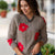 Mixed Knit Flower Accented Sweater