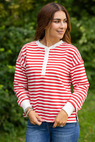 Just My Stripe Henley Pullover