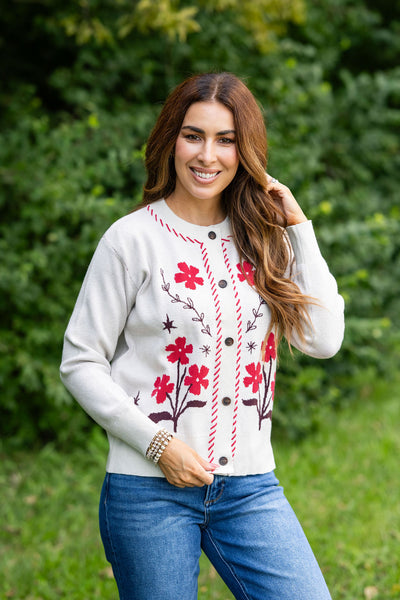 Sweetly Stitched Floral Cardigan
