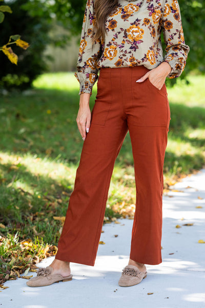 Betsey's Patch Pocket Wide Leg Pants - Pecan