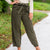 Chic Tie Waist Flare Pants - Olive
