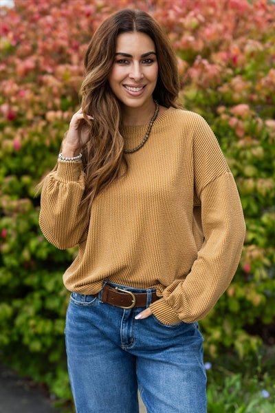 Seasonal Staple Mustard Ribbed Top