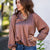 Chic in Pleats Mocha Satin Blouse