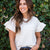 Sweetly Textured Ivory Bell Sleeve Blouse