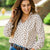 Splotched Cinched Trim Tie Blouse