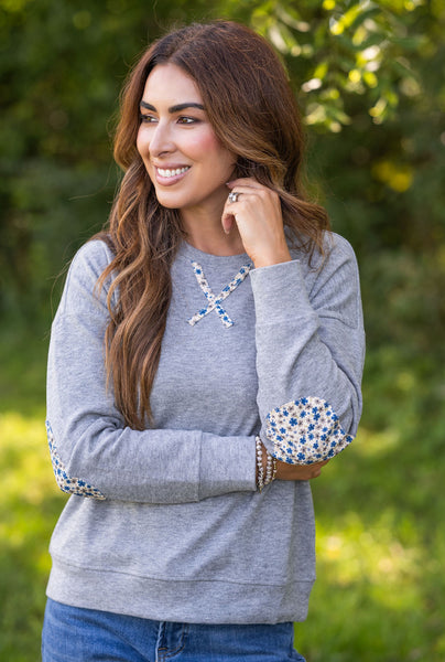 Sweet Floral Patch Pullover