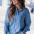 Smocked Sleeve Denim Button Up