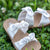 Take A Bow Tan Natural Stripe Sandals