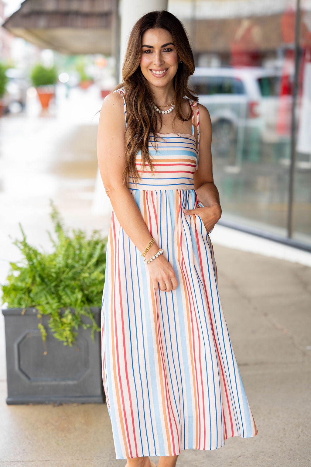striped midi summer dress Women's Cotton Summer Striped Midi Dress Elegant Boat Neck Sleeveless A Line Solid Color Dresses Yellow