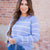 Scalloped Stitched Stripes Accented Sweater