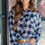 Plaid Pocket Accented Button Up Blouse