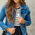Frayed Hem Distressed Denim Jacket