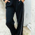 Piped Trim Flare Leg Pants