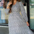 Sketched Floral Cinched Trim Midi Dress