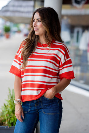 Bold Beginnings Striped Knit Tee
