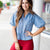 Denim Delight Puff Sleeve Blouse