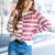Contrasting Stripes Waffled Sweater