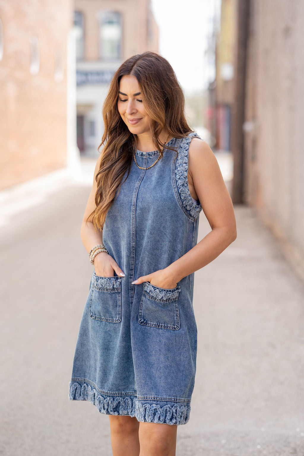 Willow Stitch Denim Tank Dress Medium Wash / S