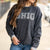 Varsity Ohio Charcoal Ribbed Graphic Crewneck