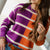 Split Tri Color Striped Sweater