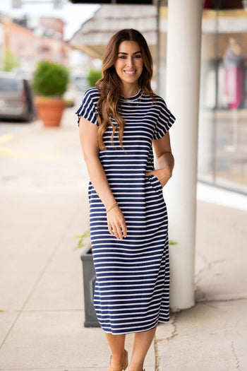 Afternoon Adventure Navy Midi Dress