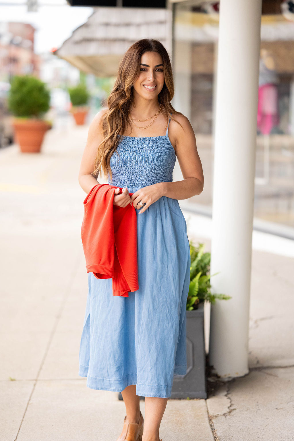 Dreaming in Denim Midi Dress Light Wash / M