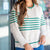 Striped Thick Ribbed Trim Sweater