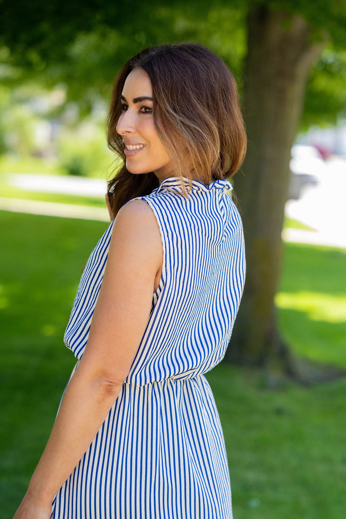 Lovely Day Striped Tank Dress Blue / M