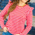Striped Ruffle Shoulder Long Sleeve Tee