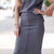 Lightly Ribbed Mid Seam Midi Skirt