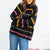 Striped Wide Sleeve Mock Neck Sweater
