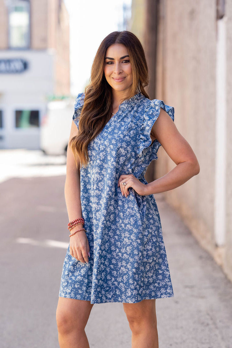 garden party blue dress Garden Party Ready Floral Midi in Sky Blue