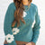 Mixed Knit Flower Accented Sweater