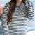 Striped Button Accented Knit Pullover