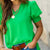 Cinched V Ruched Puff Sleeve Blouse