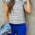 Eyelet Flutter Trim Striped Tank