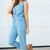 Chambray Ruffle Accented Tank Jumpsuit