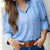 Striped 3/4 Sleeve Button Up Blouse