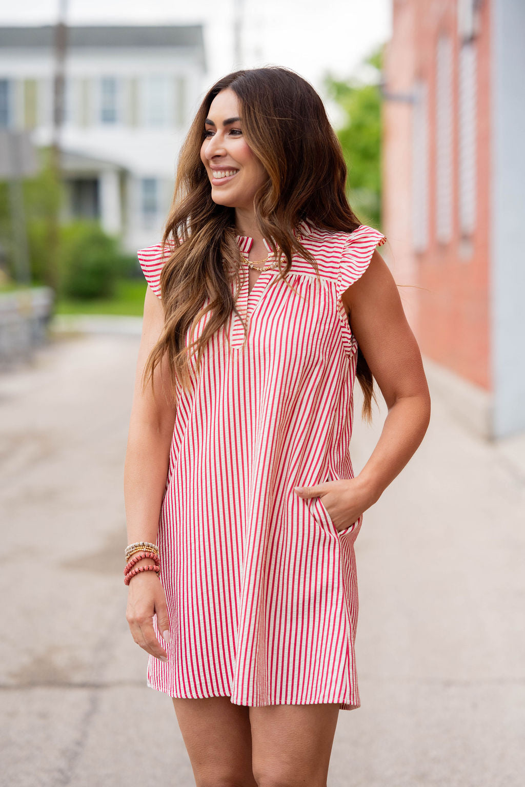 Seeing Stripes Flutter Dress - Betsey's Boutique Shop - Seeing Stripes Flutter Dress - Betsey's Boutique Shop -