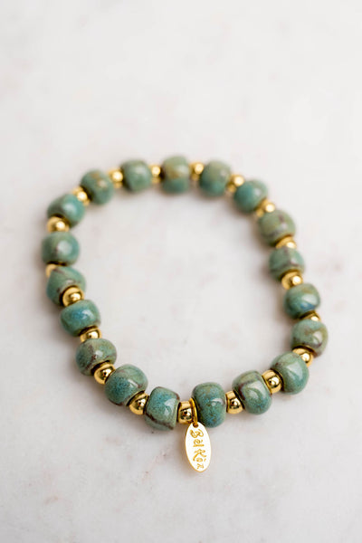 Bel Koz Gold Squared Bead Clay Bracelet