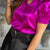 Satin Statement Short Sleeve Blouse