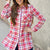 Plaid Side Slit Tunic Button Up