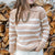 Striped Stitched Trim Collared Sweater