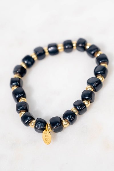 Bel Koz Gold Squared Bead Clay Bracelet